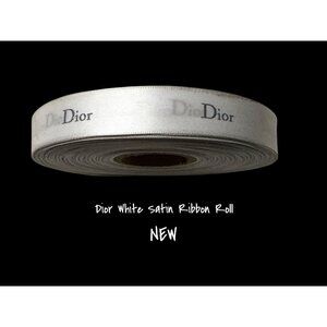 Dior White Satin Ribbon Roll 1 Inch Wide With Printed Logo 50M One Spool New